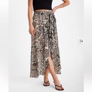 Express NWT Super High Waisted Printed Tiered Tie Waist Maxi Skirt, Size XL